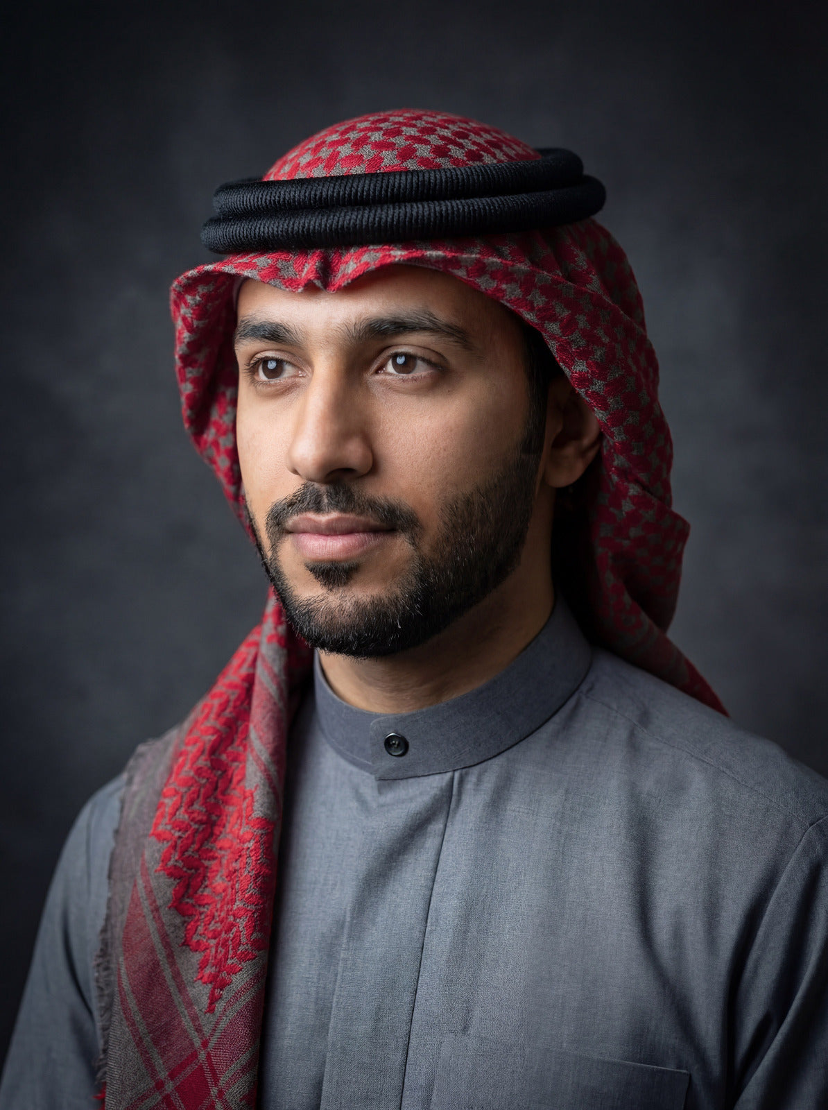 شال صوف شتوي أحمر بنقشة للرجال من الجزيرة