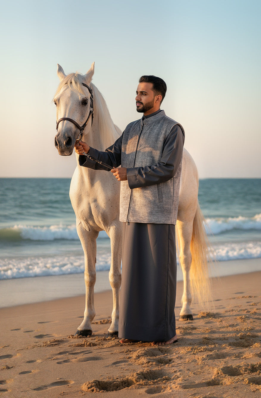 سديري شتوي رمادي للرجال من الجزيرة