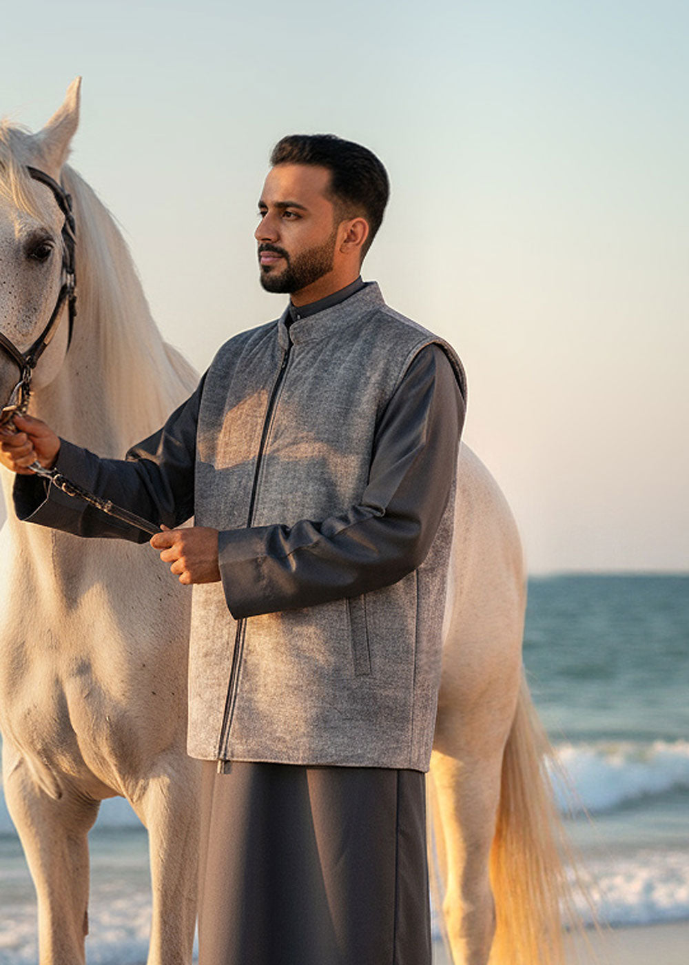 سديري شتوي رمادي للرجال من الجزيرة