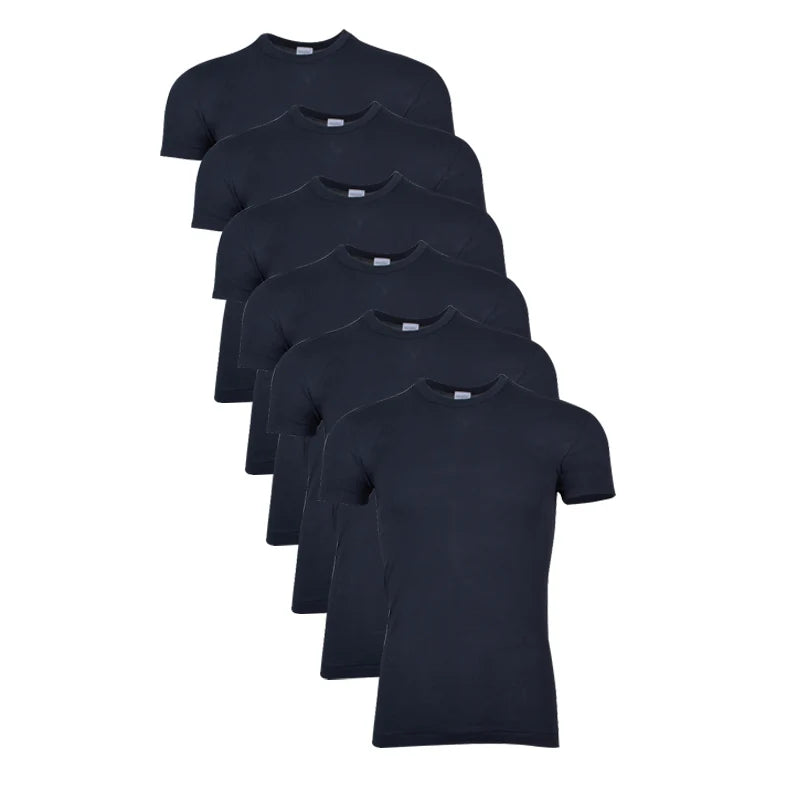 Men’s 6 Pcs Black Round Neck T-Shirt Set with Premium Everyday Comfort By Al Jazeera