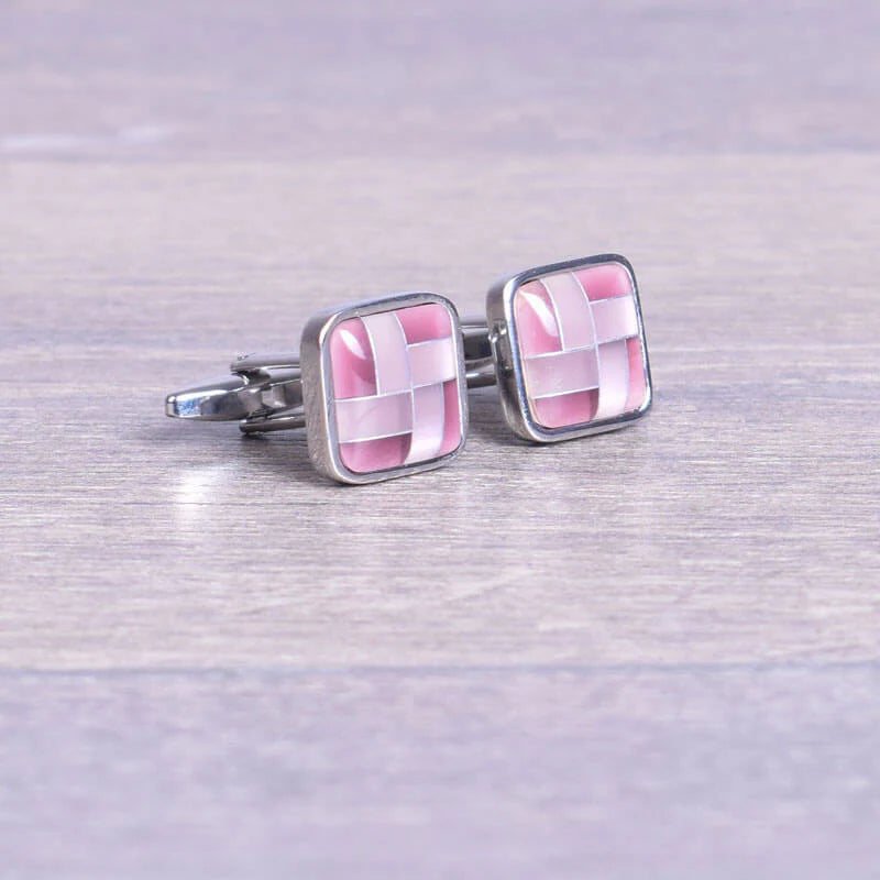 Silver Cufflink with Pink Stones by Al Jazeera with Subtle Elegant Touch