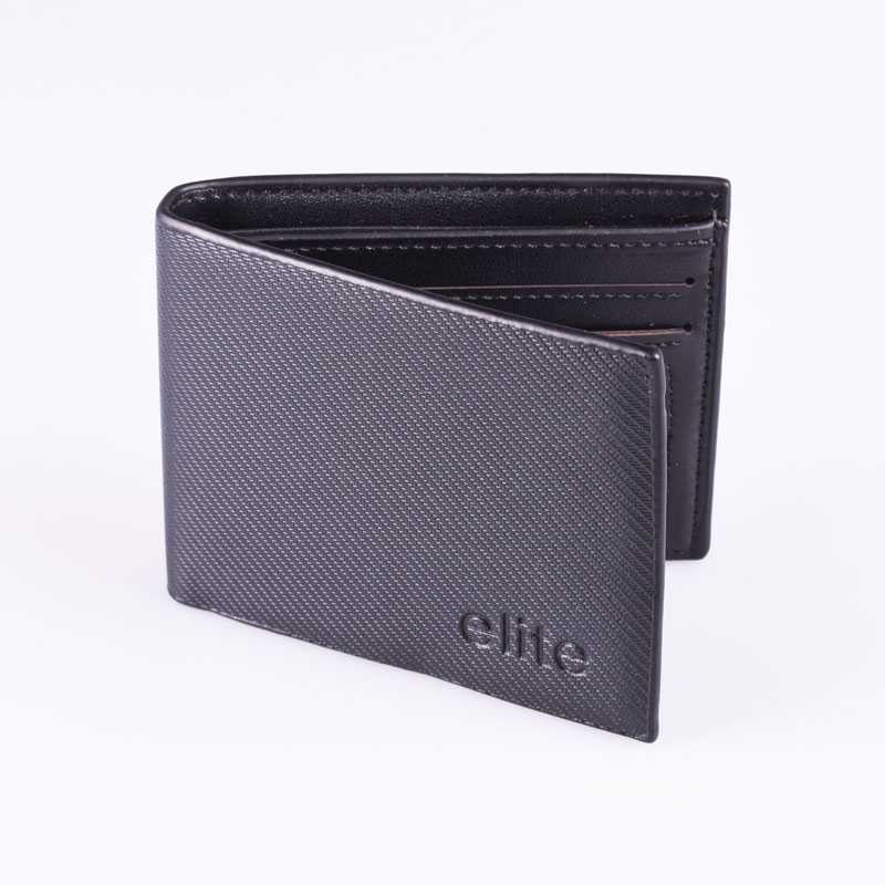 Black Wallet by Elite with Lines Texture with Modern Linear Detail