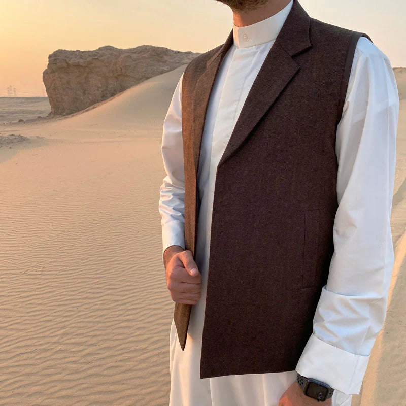 سديري شتوي رجالي بياقة من الجزيرة مع طبقات دافئة ومريحة