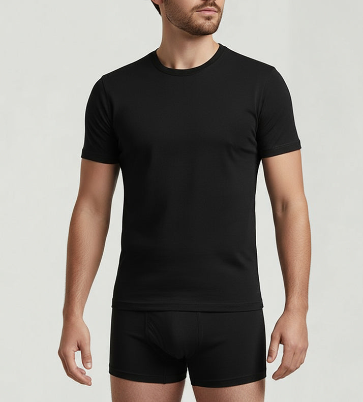 Men’s 6 Pcs Black Round Neck T-Shirt Set with Premium Everyday Comfort By Al Jazeera