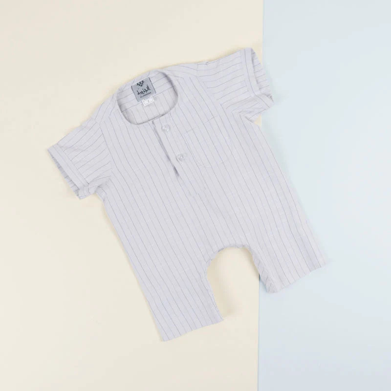 Newborn Beige Broad-Lines Sleeping Dishdasha by Al Jazeera