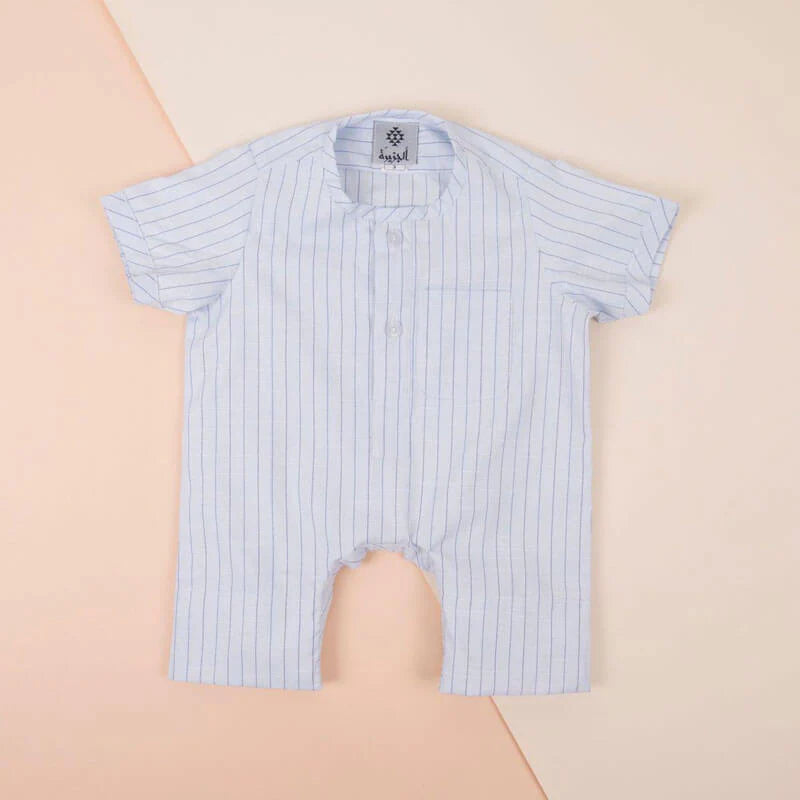 Newborn Light-Blue Broad Lines Sleeping Dishdasha by Al Jazeera