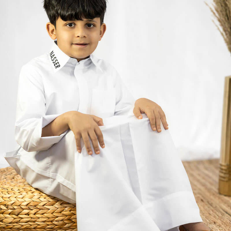 Boys’ Traditional Kuwaiti Collar Dishdasha by Al Jazeera