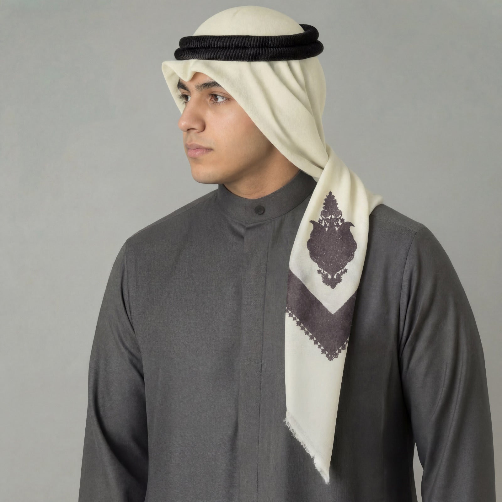 شال صوف هندي أبيض للشباب من الجزيرة