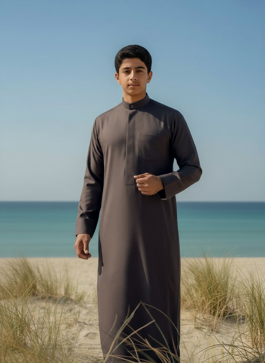 Youth Brown Winter Dishdasha by Al Jazeera