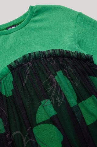 فستان أسود وأخضر للبنات من تيا