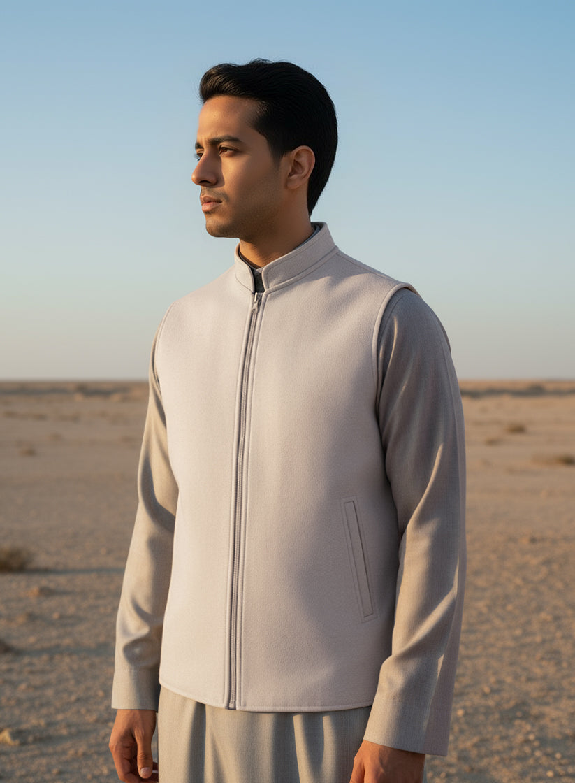 سديري شتوي كلاسيك للشباب من الجزيرة يلبس على الوجهين