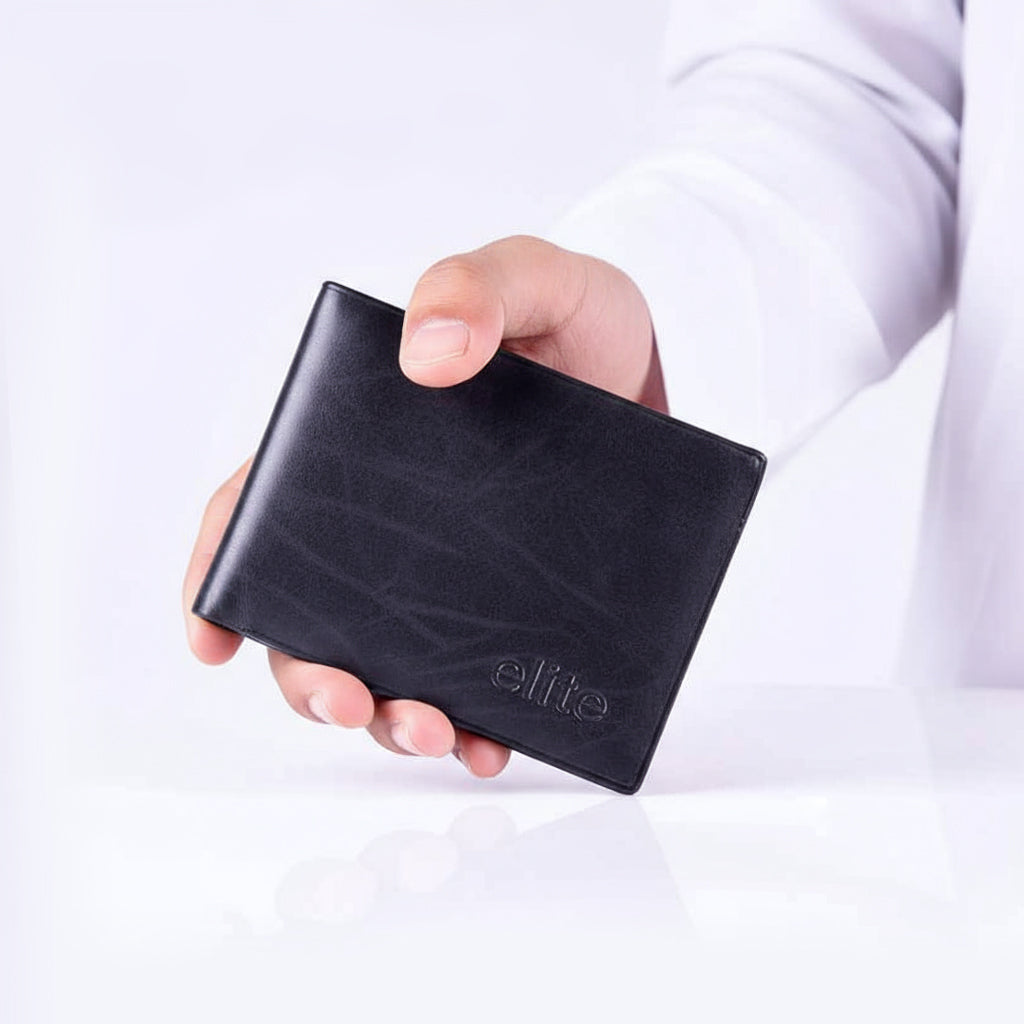 Black Plain Wallet by Elite with Sleek and Durable Finish