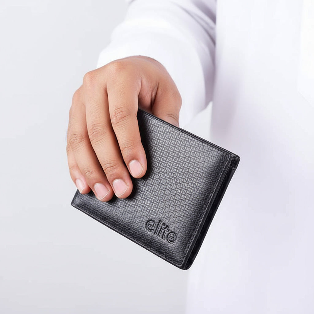 Black Wallet by Elite with Sleek Texture with Polished Contemporary Look