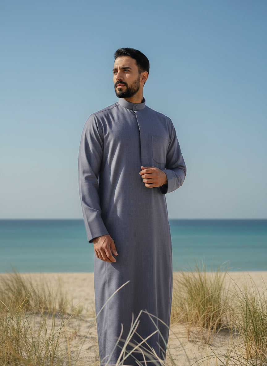 Men’s Grey Winter Dishdasha by Al Jazeera