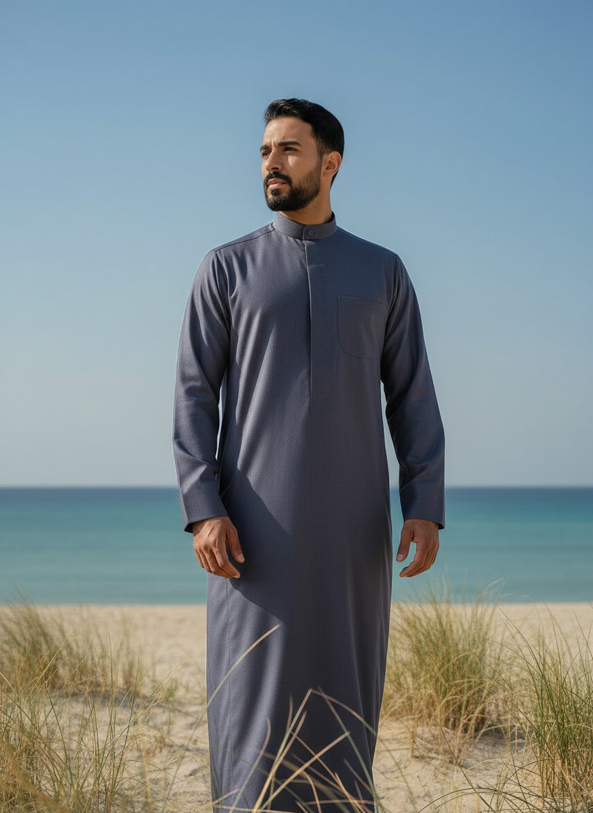 Men’s Dark Gray Winter Dishdasha by Al Jazeera