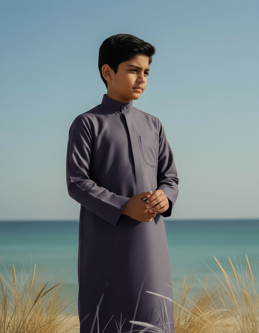 Boys’ Dark Beige Winter Dishdasha by Al Jazeera