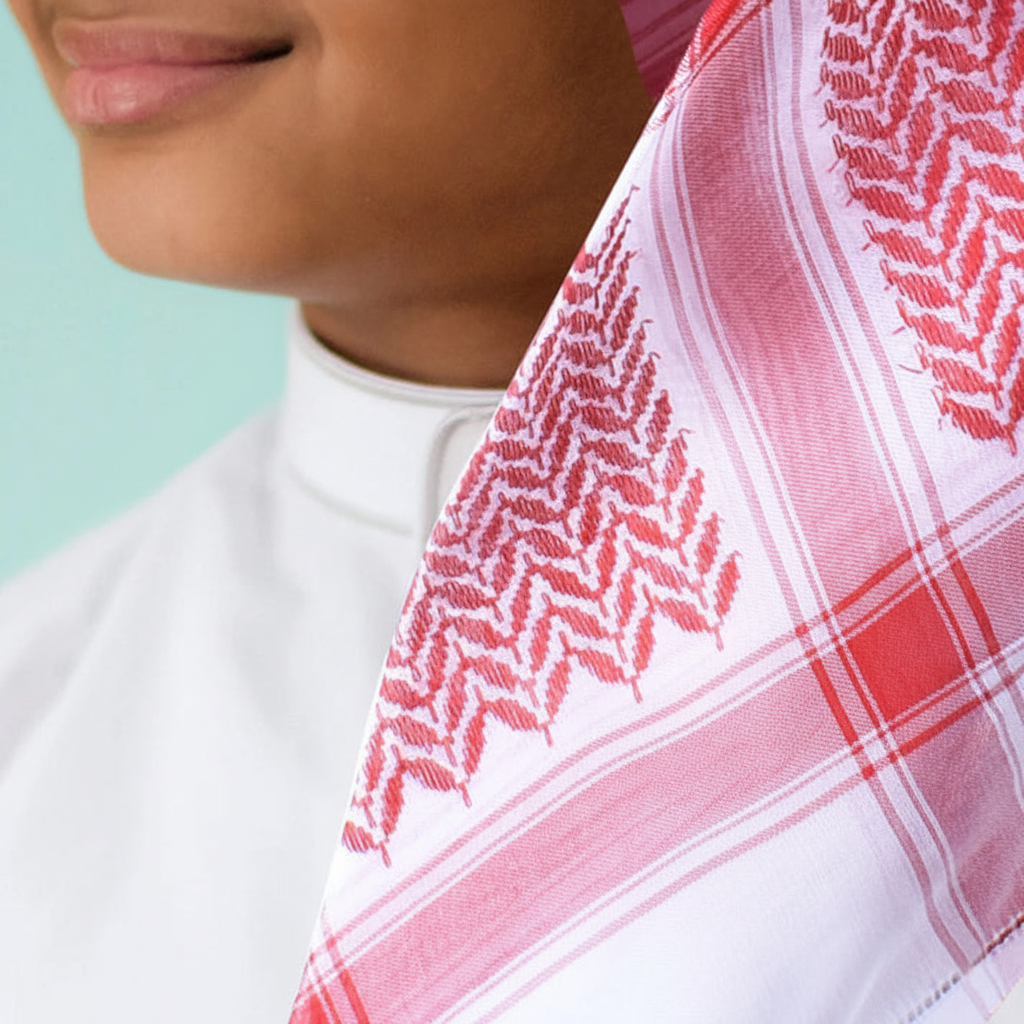 شماغ ملكي أحمر للأولاد من الجزيرة بتصميم تقليدي فاخر