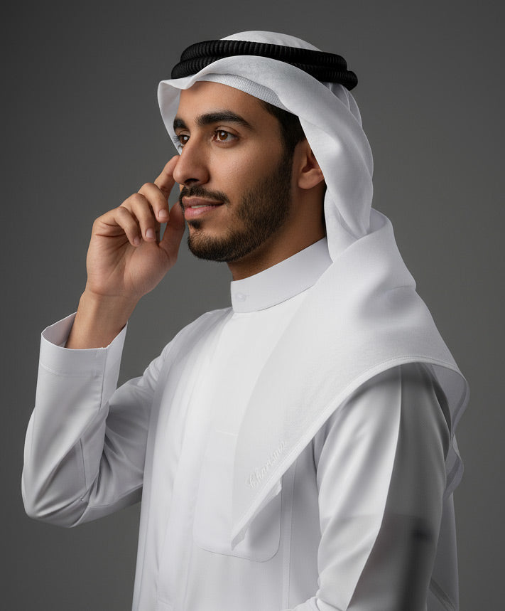 Men’s White Ghutra with Premium Design