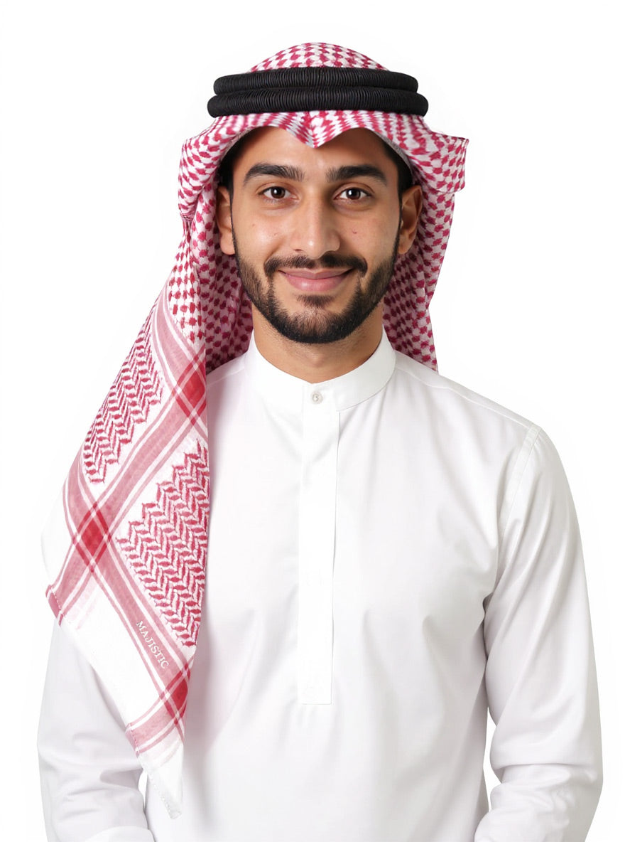 شماغ أحمر رجالي من ماجستيك بتصميم تراثي ملكي