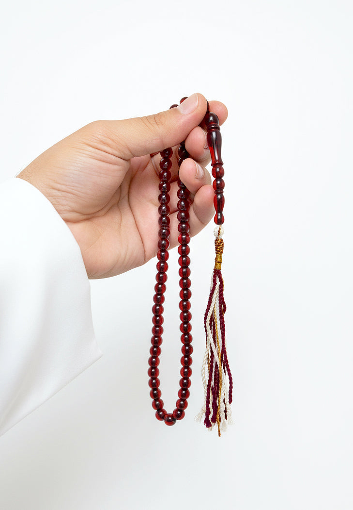 Dark Red Misbah with White Karkoosha by Al Jazeera