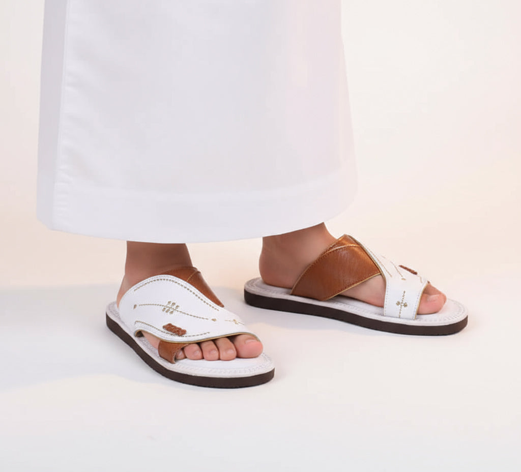 Youth White and Brown Najdiya by Al Jazeera with Traditional Modern Blend