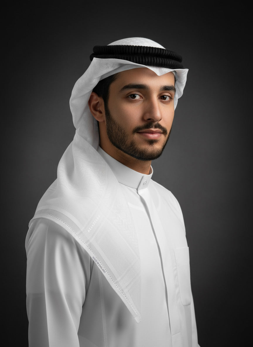 Men’s White Shemagh by Al Jazeera with Classic Clean Look