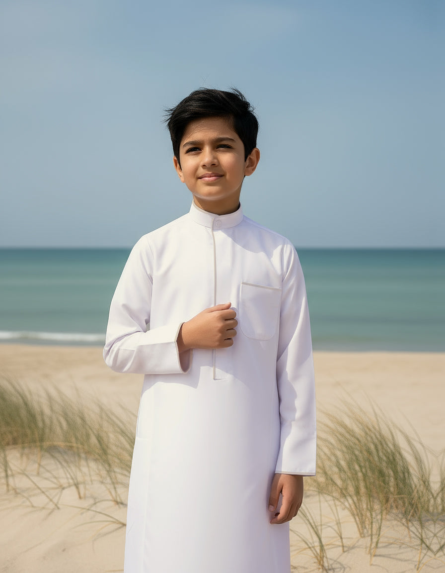 Boys’ Dishdasha with Beige Line by Al Jazeera