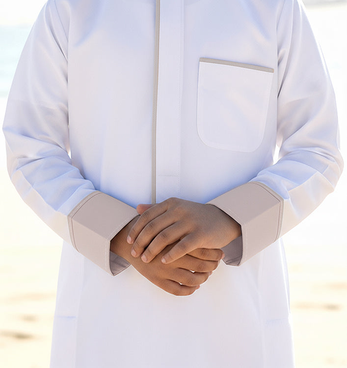 Boys’ Dishdasha with Beige Line by Al Jazeera