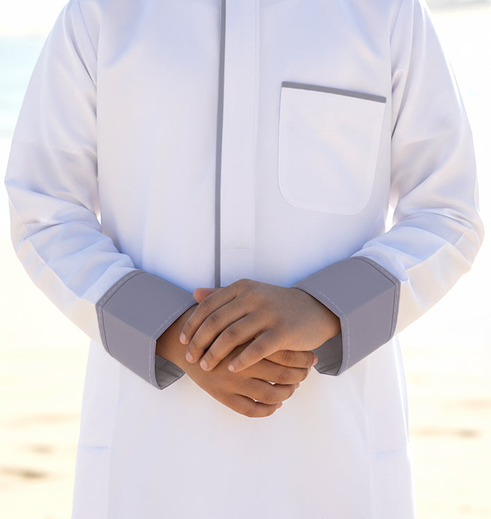 Boys’ Dishdasha with Dark Gray Line by Al Jazeera