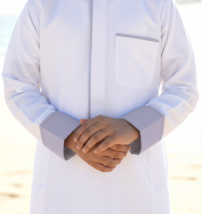 Boys’ Dishdasha with Light Gray Line by Al Jazeera