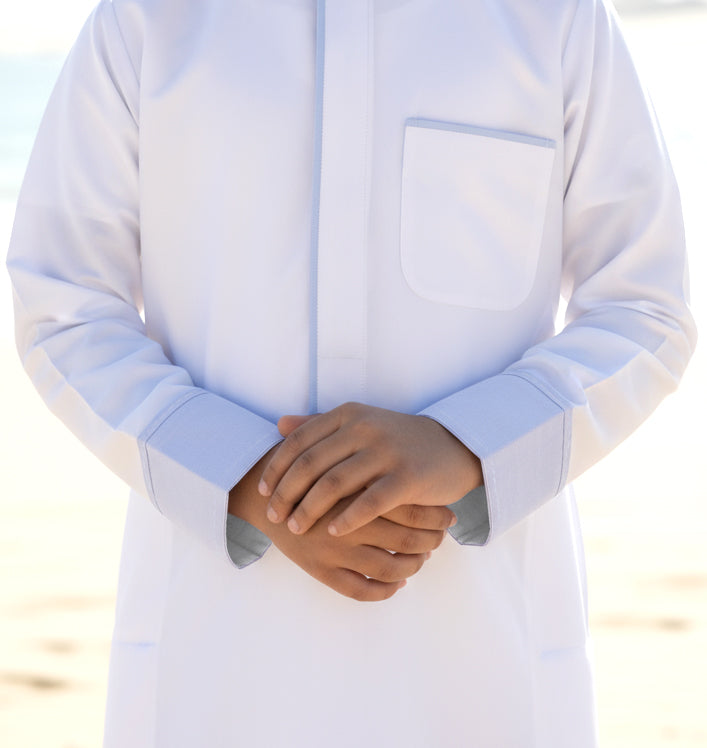 Boys’ Dishdasha with Light Blue Line by Al Jazeera