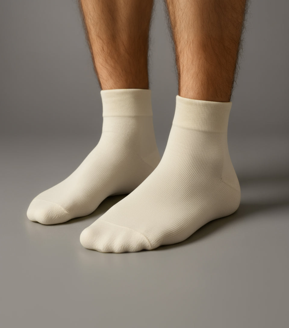 Men’s Sugar White Socks by Elite with Luxurious Cotton Feel