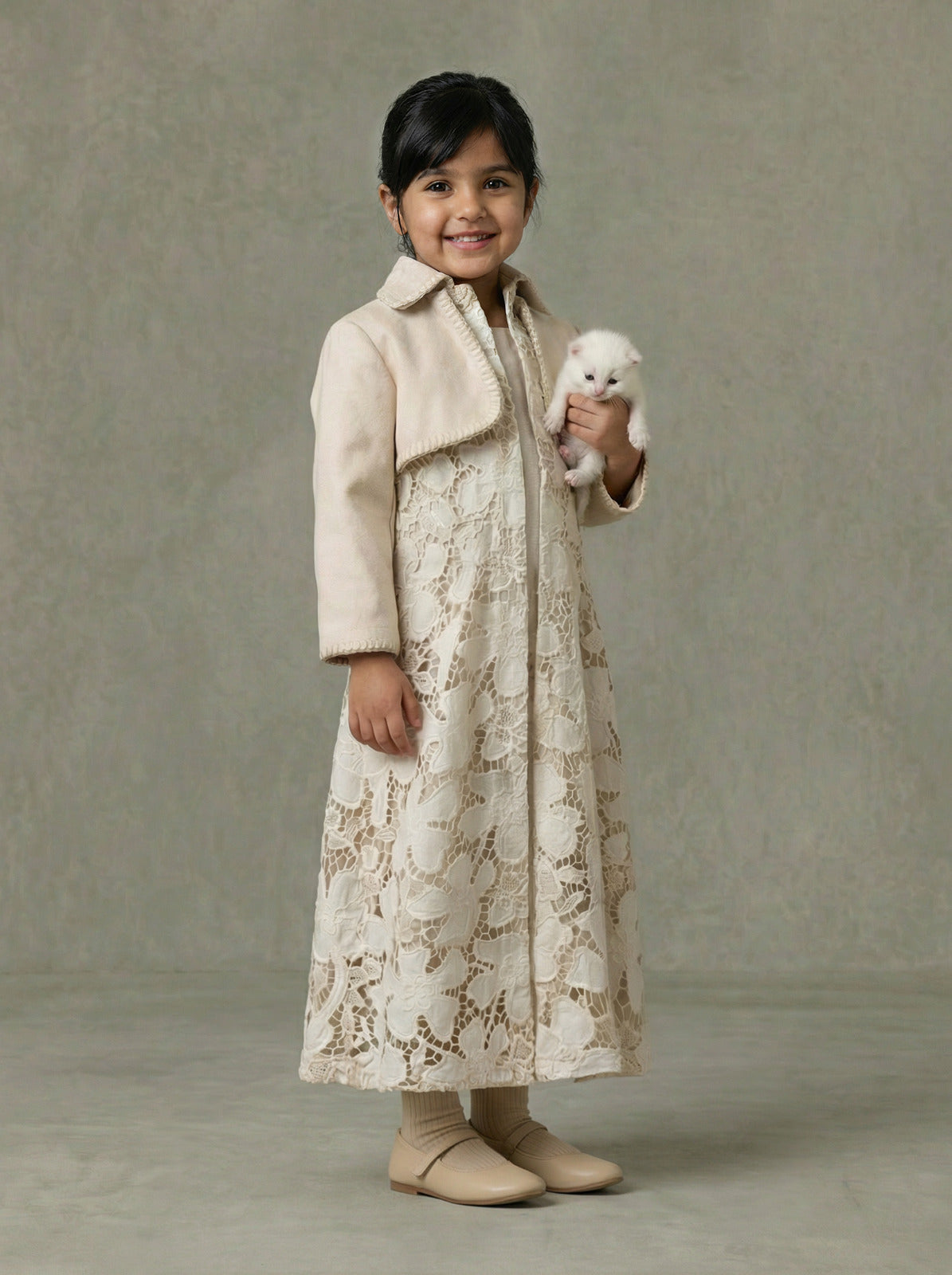 دراعة بيج للبنات من تيا