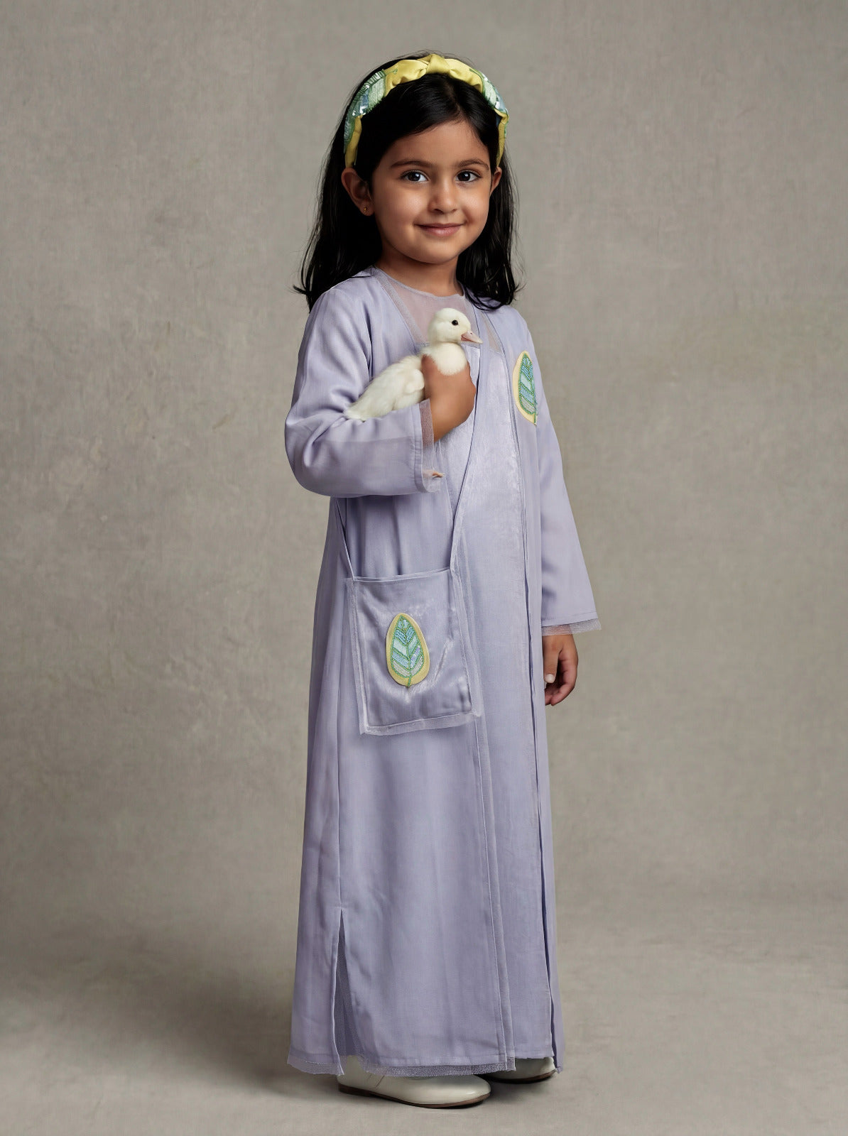 دراعة بلون بنفسجي فاتح مع حقيبة للبنات من تيا