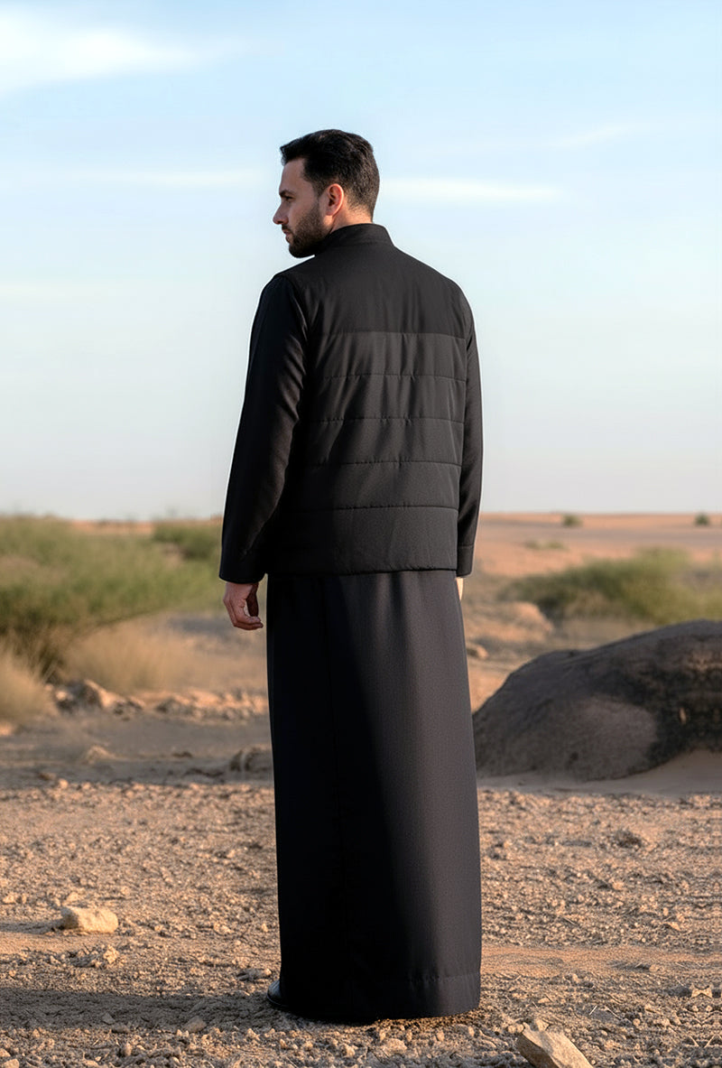 سديري رجالي أسود كلاسيك من الجزيرة