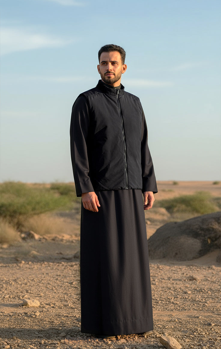 سديري رجالي أسود كلاسيك من الجزيرة