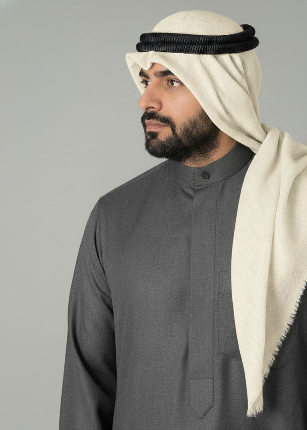 Men’s Slim Indian White Wool Shawl by Al Jazeera