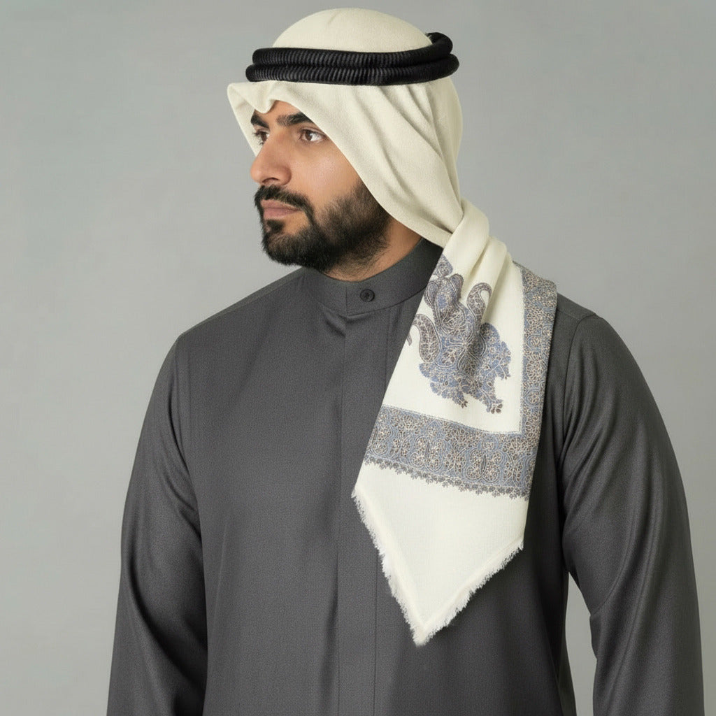 شال صوف شتوي بنقشة للرجال من الجزيرة