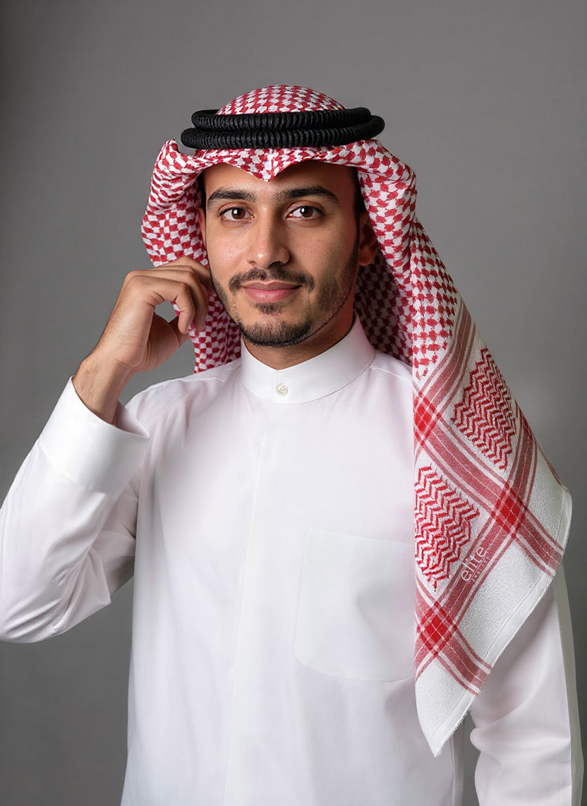 Men’s Red Shemagh by Elite with Prestigious Refined Texture