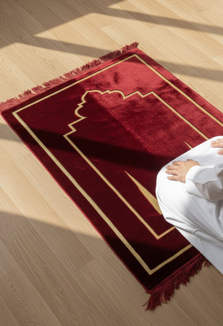 سجادة صلاة حمراء إصدار مريح من الجزيرة