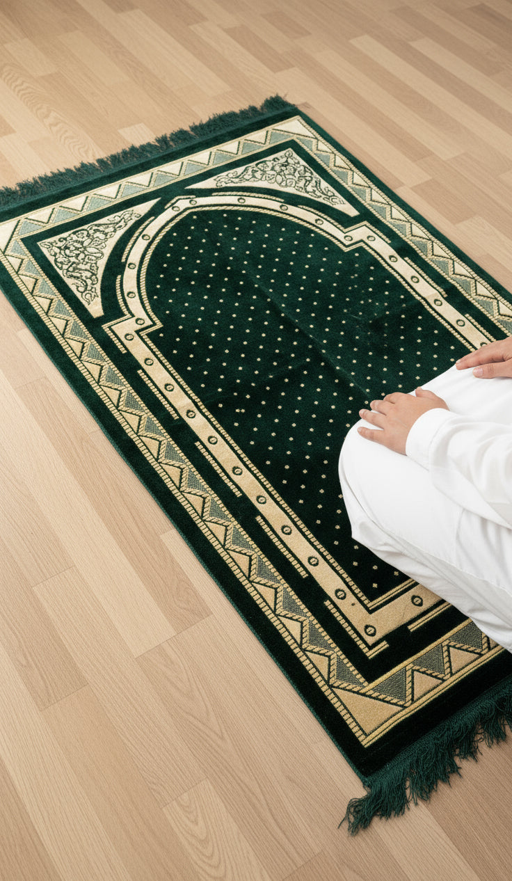 سجادة صلاة خضراء إصدار مريح من الجزيرة